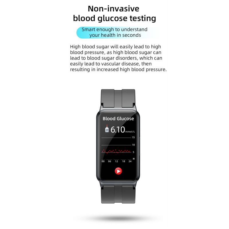 EP01 glucosa en sangre azúcar reloj inteligente ECG  PPG HRV frecuencia cardíaca temperatura 1,47 
