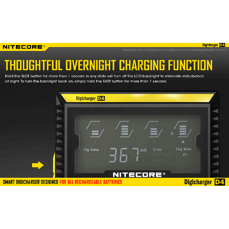 Nitecore D4 Digicharger LCD Mostrar batería Nitecore Charger Intelligent 2.0 Fit Li-Ion 18650 14500 16340 26650