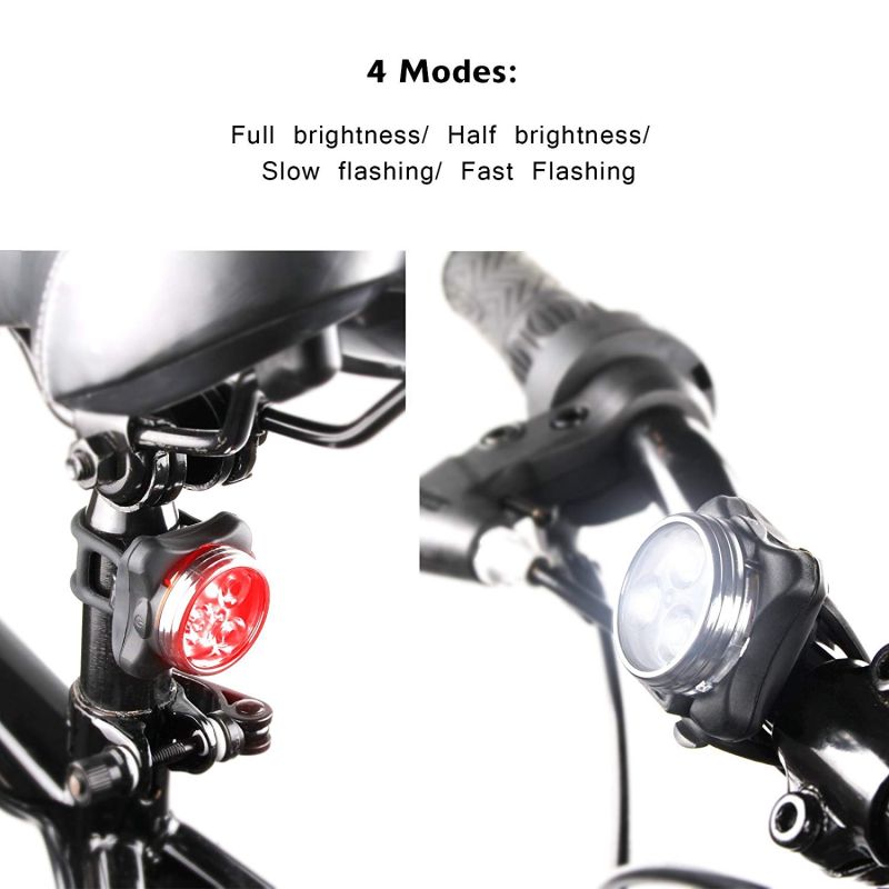 Luz de bicicleta recargable USB HJ-030 3 LED 4 Modos Impermeable Blanco / Rojo Bike Front Light