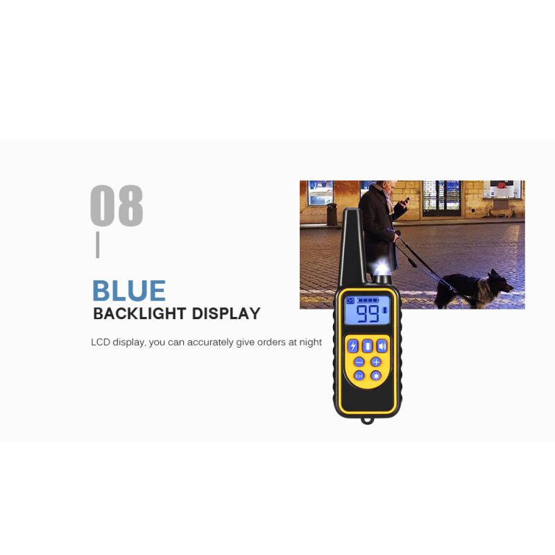 800m Electric Dog Collan Colllar PET control remoto impermeable recargable con pantalla LCD para todos los collares de tope de corteza