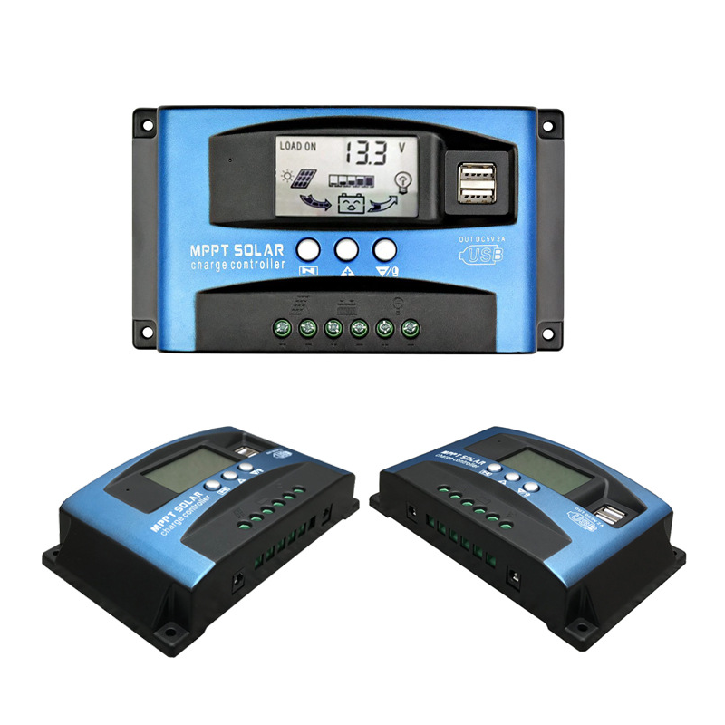 Controlador de carga solar MPPT 30/40/50/60/100A Controlador solar Panel solar Regulador de batería Dual USB 5V Pantalla LCD