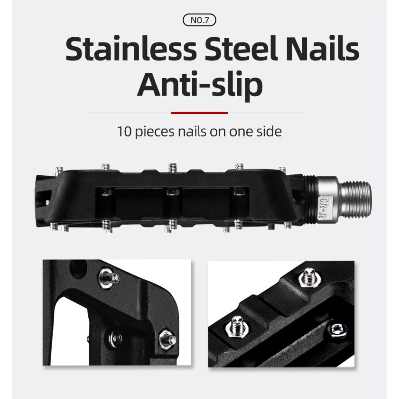 Rodamientos ultraligeros ROCKBROS, pedales de bicicleta, pedales de nailon para ciclismo de carretera, pedales bmx Mtb, plataforma plana, accesorios de piezas de bicicleta