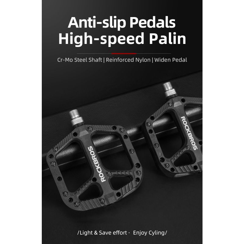 Rodamientos ultraligeros ROCKBROS, pedales de bicicleta, pedales de nailon para ciclismo de carretera, pedales bmx Mtb, plataforma plana, accesorios de piezas de bicicleta