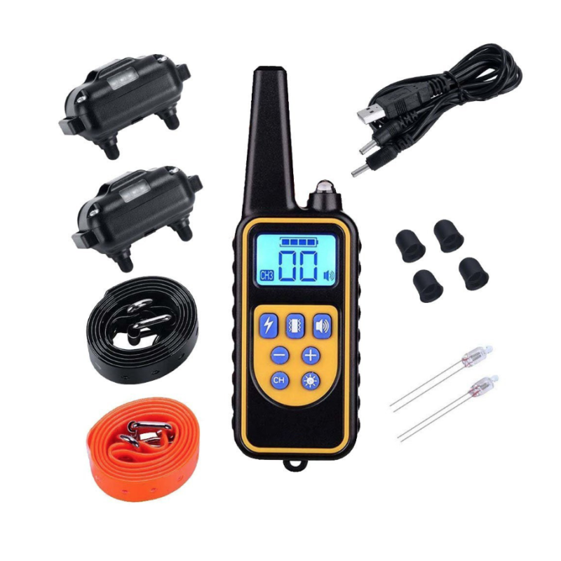 800m Electric Dog Collan Colllar PET control remoto impermeable recargable con pantalla LCD para todos los collares de tope de corteza