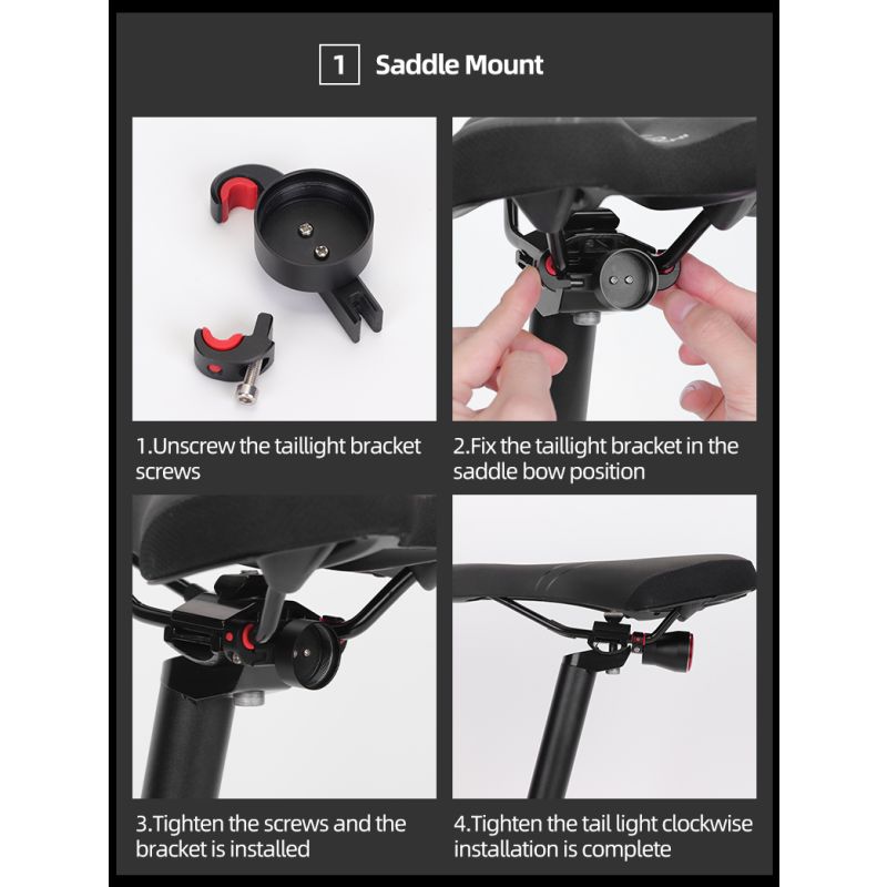 ROCKBROS Q5 Bicicleta Inteligente Auto Freno Detección Luz IPx6 Impermeable LED Carga Ciclismo Luz trasera Bicicleta Luz trasera