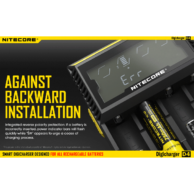 Nitecore D4 Digicharger LCD Mostrar batería Nitecore Charger Intelligent 2.0 Fit Li-Ion 18650 14500 16340 26650