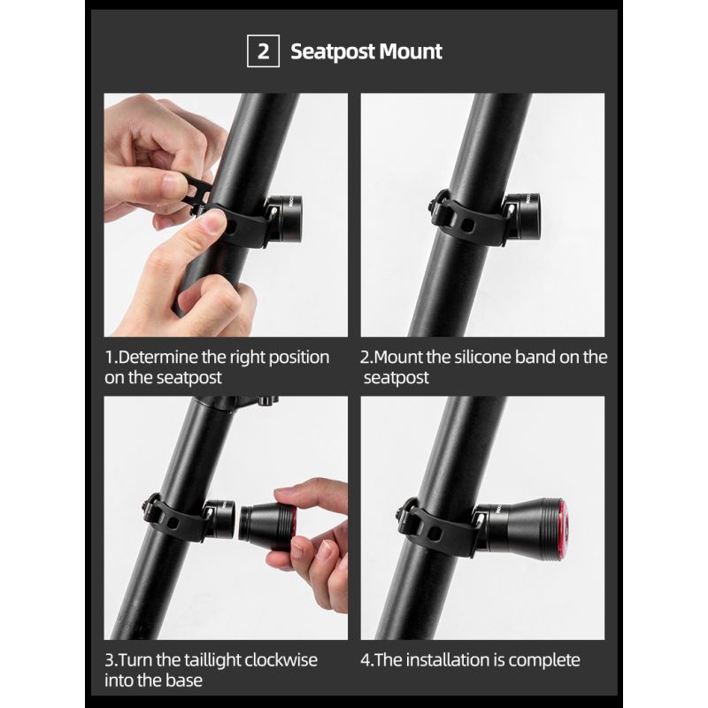 ROCKBROS Q5 Bicicleta Inteligente Auto Freno Detección Luz IPx6 Impermeable LED Carga Ciclismo Luz trasera Bicicleta Luz trasera