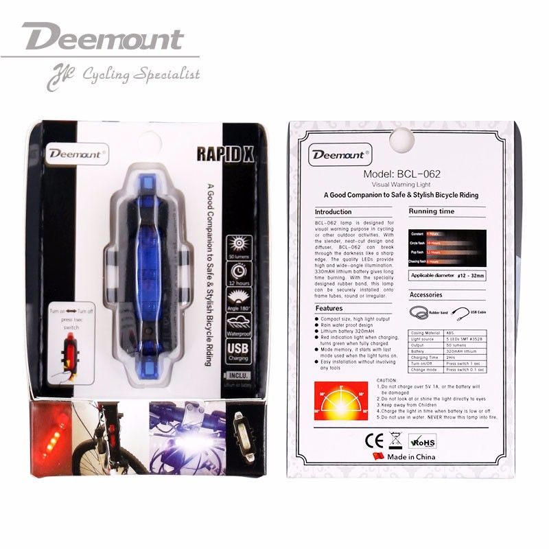 Portátil USB recargable bicicleta trasera seguridad trasera luz luz trasera