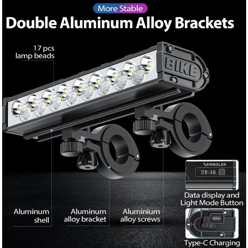 Luz delantera para bicicleta NITEBEAM, 10 000 lúmenes, 10 000 mAh, resistente al agua, carga USB, para ciclismo de montaña o carretera