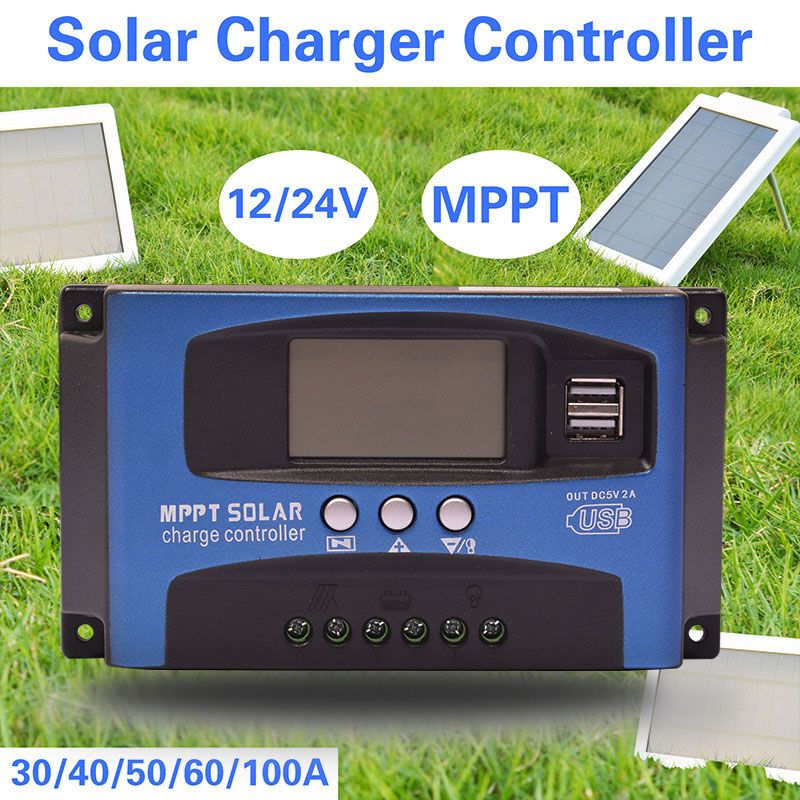 Controlador de carga solar MPPT 30/40/50/60/100A Controlador solar Panel solar Regulador de batería Dual USB 5V Pantalla LCD