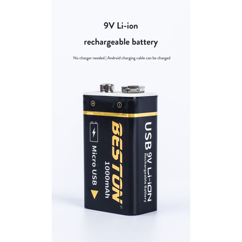 Beston 9V 1000mAh micro USB li-ion batería recargable 6F22 batería usb para RC helicóptero modelo micrófono juguete