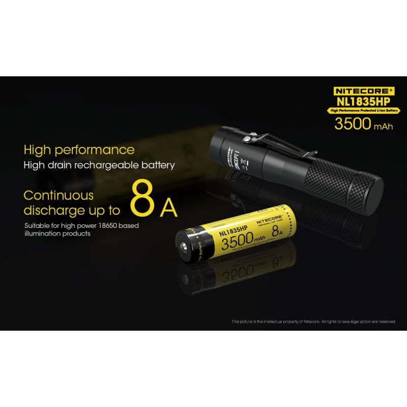 Nitecore NL1835HP 3500mAh 3.6V 12.6WH 8A Batería de alto rendimiento 18650