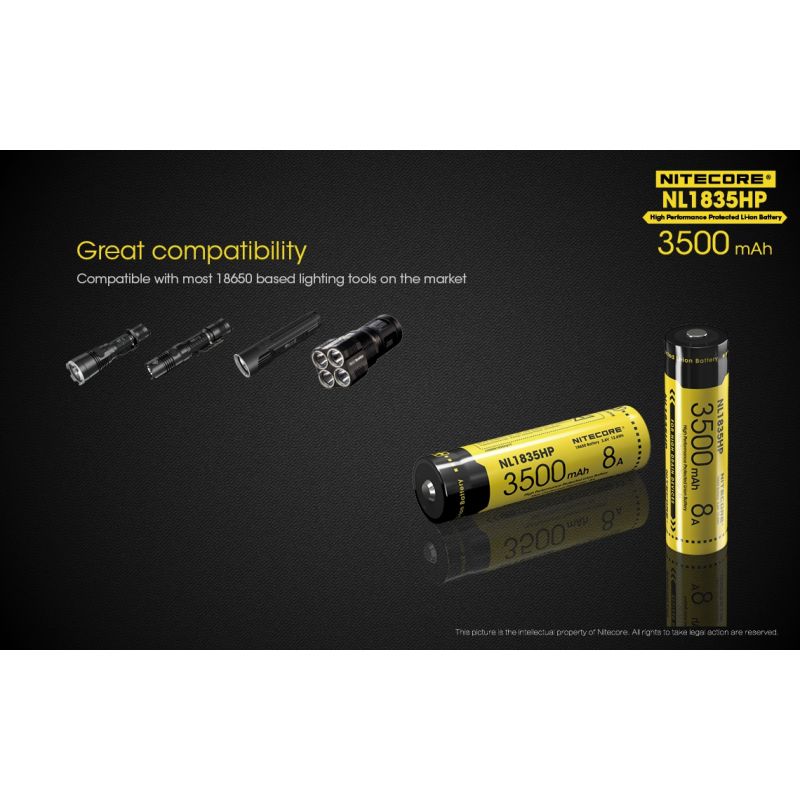 Nitecore NL1835HP 3500mAh 3.6V 12.6WH 8A Batería de alto rendimiento 18650