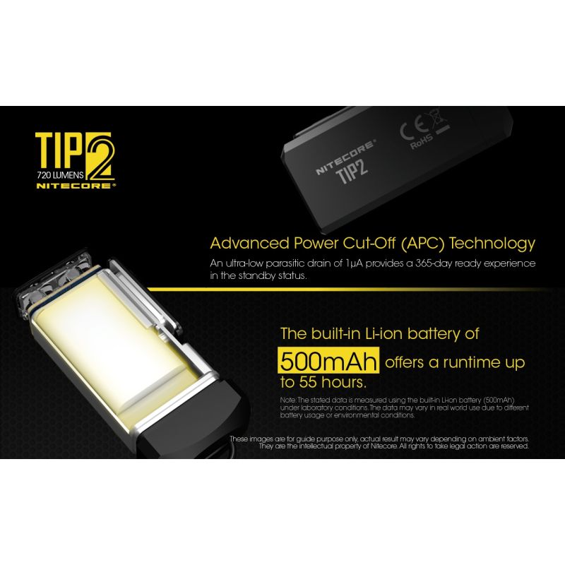 Nitecore Tip2 XP-G3 S3 LED 720 Lumens USB Llavero recargable Linterna