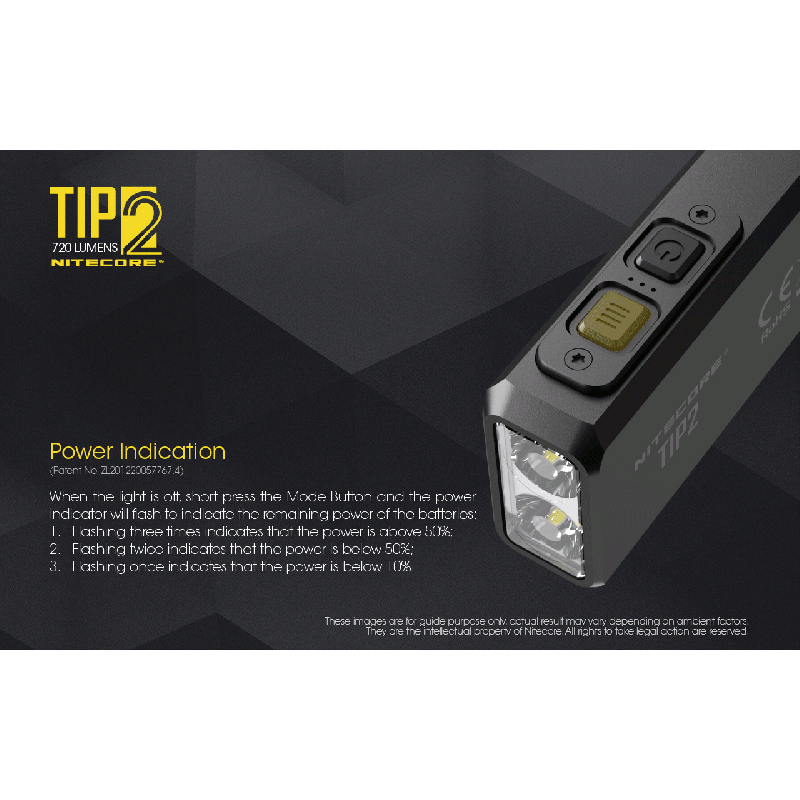 Nitecore Tip2 XP-G3 S3 LED 720 Lumens USB Llavero recargable Linterna
