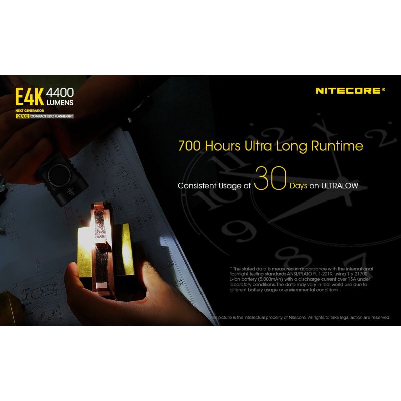 Nitecore E4K 4 x XP-L2 V6 LED 4400 Lumenses 21700 Linterna de la batería