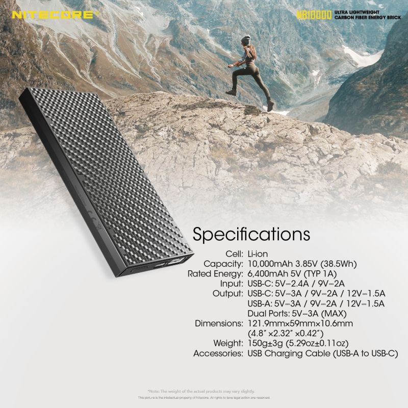 Nitecore NB10000 QC Dual Puerto USB / USB-C 10000mAh Power Bank