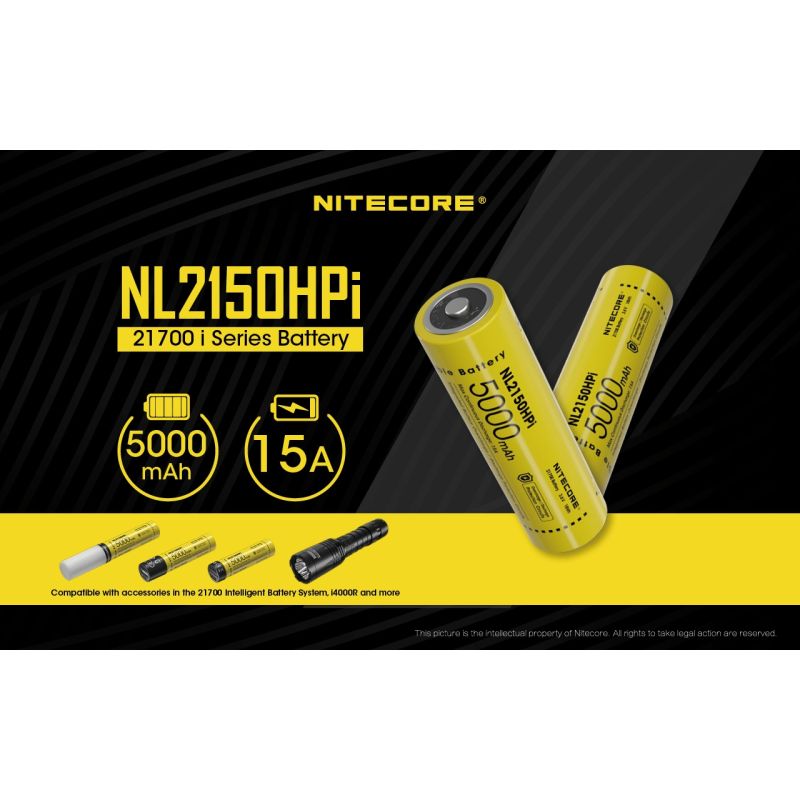 Nitecore NL2150HPI 5000mAh 3.6V 18WH 21700 Batería recargable de iones de litio