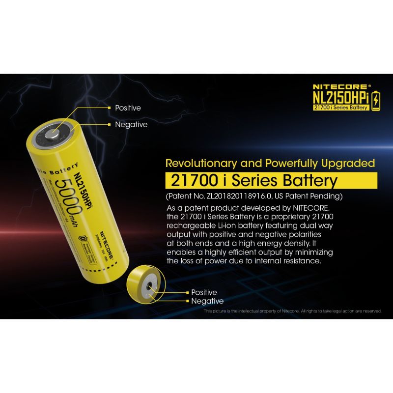 Nitecore NL2150HPI 5000mAh 3.6V 18WH 21700 Batería recargable de iones de litio