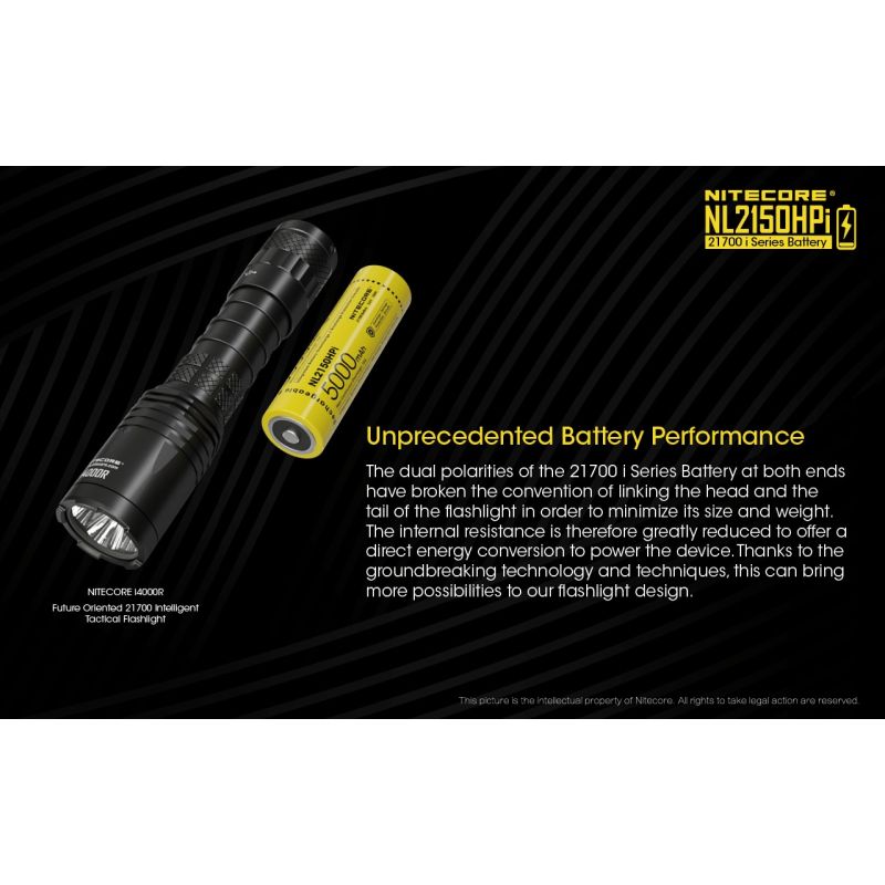Nitecore NL2150HPI 5000mAh 3.6V 18WH 21700 Batería recargable de iones de litio