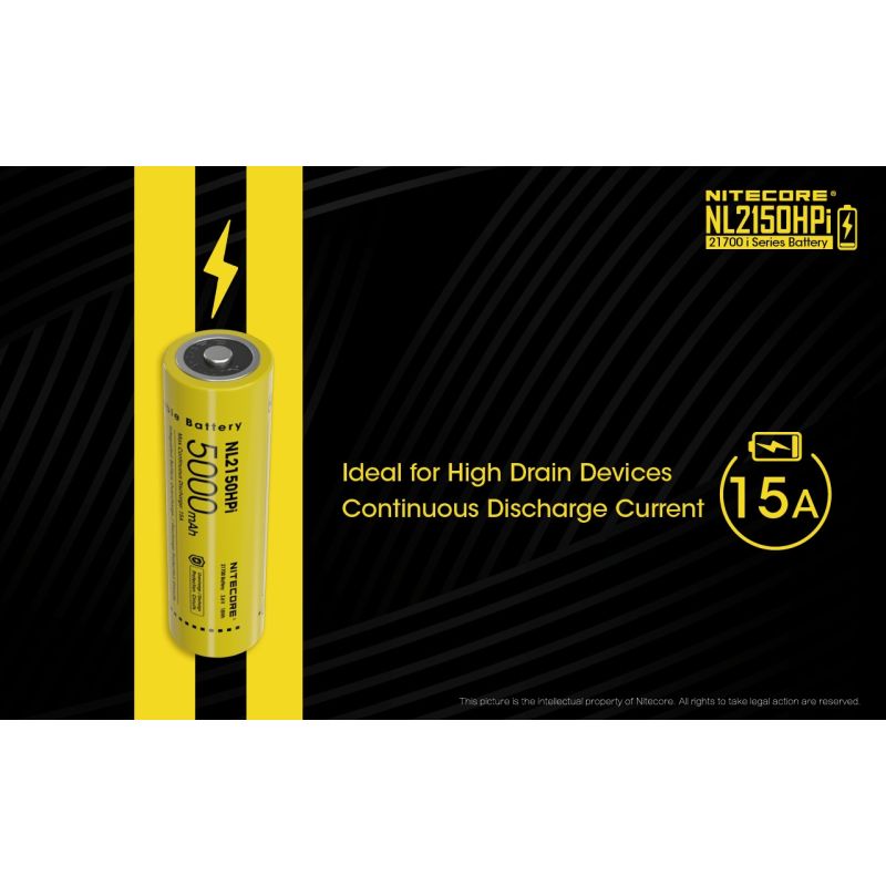 Nitecore NL2150HPI 5000mAh 3.6V 18WH 21700 Batería recargable de iones de litio