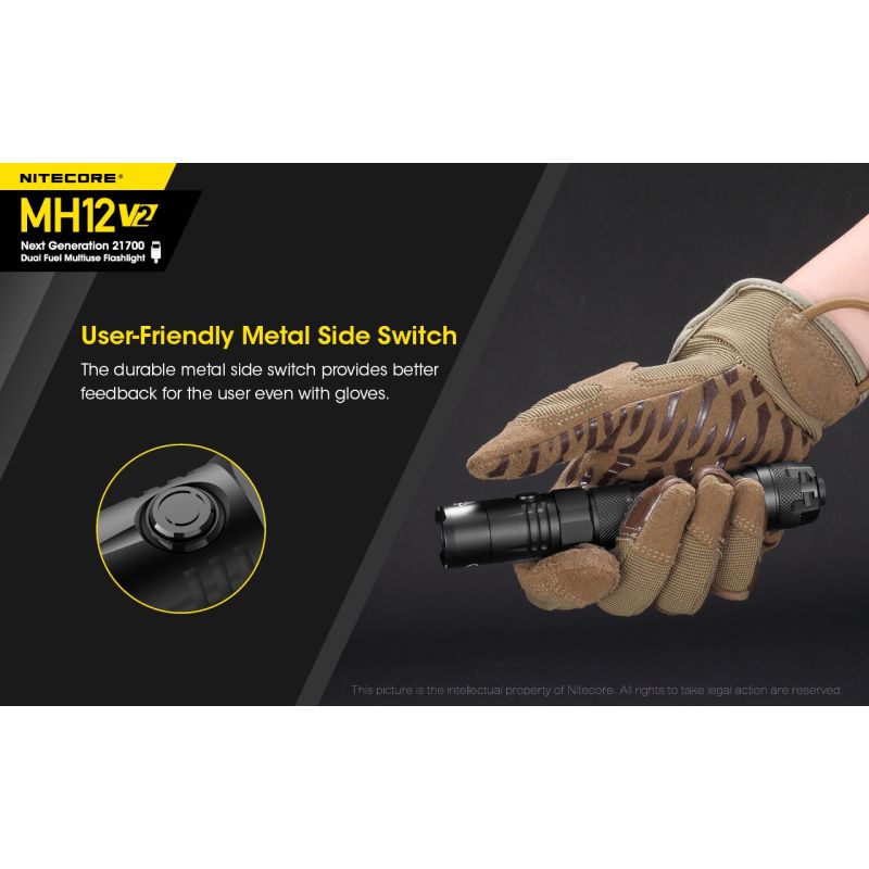 Nitecore MH12 V2 XP-L2 V6 LED 1200 Lumenses 21700 Linterna de la batería