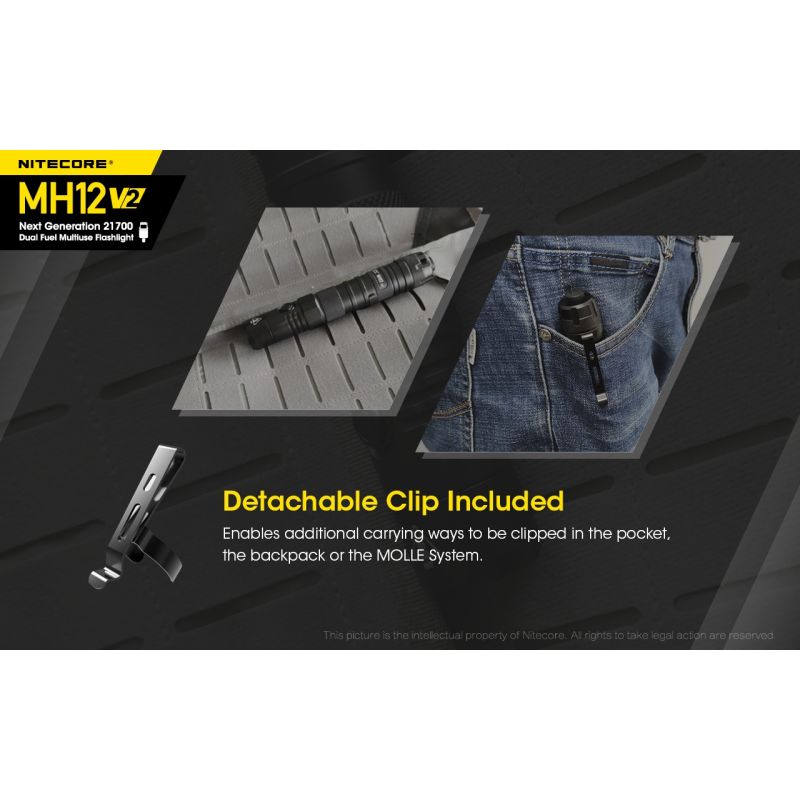 Nitecore MH12 V2 XP-L2 V6 LED 1200 Lumenses 21700 Linterna de la batería