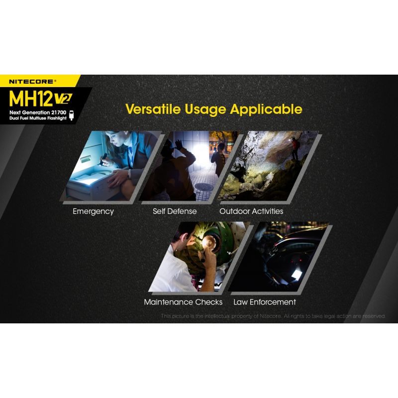 Nitecore MH12 V2 XP-L2 V6 LED 1200 Lumenses 21700 Linterna de la batería