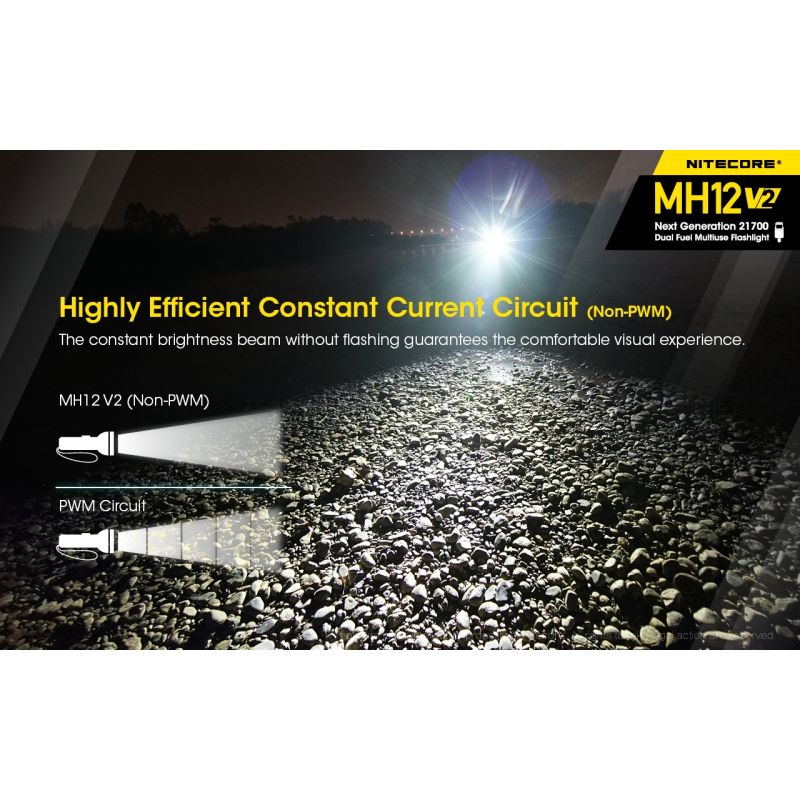 Nitecore MH12 V2 XP-L2 V6 LED 1200 Lumenses 21700 Linterna de la batería