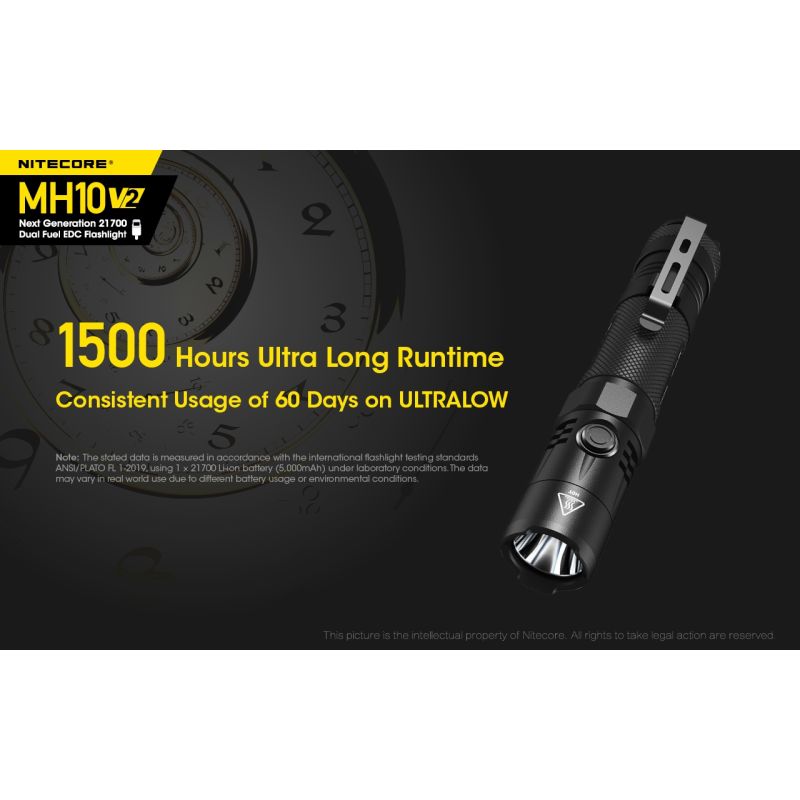 Nitecore MH10 V2 XP-L2 V6 LED 1200 Lumens USB-C Carga 21700 Linterna de la batería