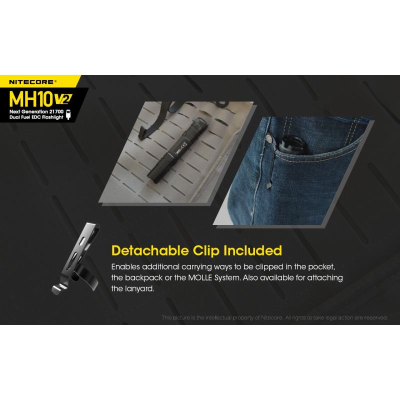 Nitecore MH10 V2 XP-L2 V6 LED 1200 Lumens USB-C Carga 21700 Linterna de la batería