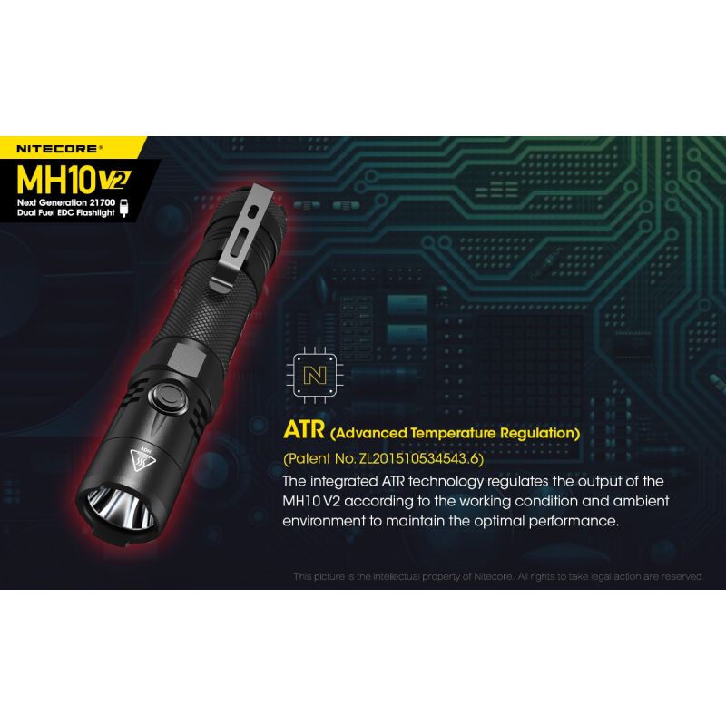 Nitecore MH10 V2 XP-L2 V6 LED 1200 Lumens USB-C Carga 21700 Linterna de la batería