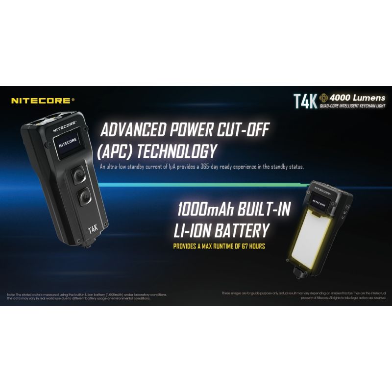 Nitecore T4K 4 x xp-l2 v6 leds 4000 lúmenes batería incorporada usando la linterna de llavero portátil de carga USB-C
