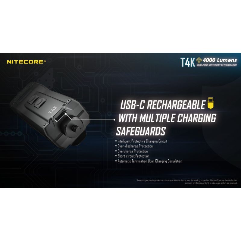 Nitecore T4K 4 x xp-l2 v6 leds 4000 lúmenes batería incorporada usando la linterna de llavero portátil de carga USB-C