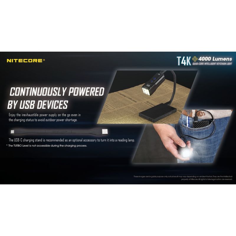 Nitecore T4K 4 x xp-l2 v6 leds 4000 lúmenes batería incorporada usando la linterna de llavero portátil de carga USB-C