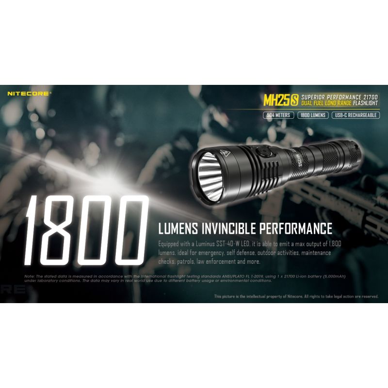 Nitecore MH25S Luminus SST-40 1800 LUMEN USB-C Linterna recargable