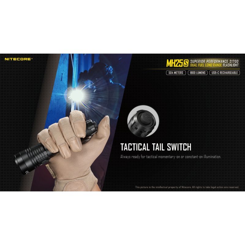 Nitecore MH25S Luminus SST-40 1800 LUMEN USB-C Linterna recargable
