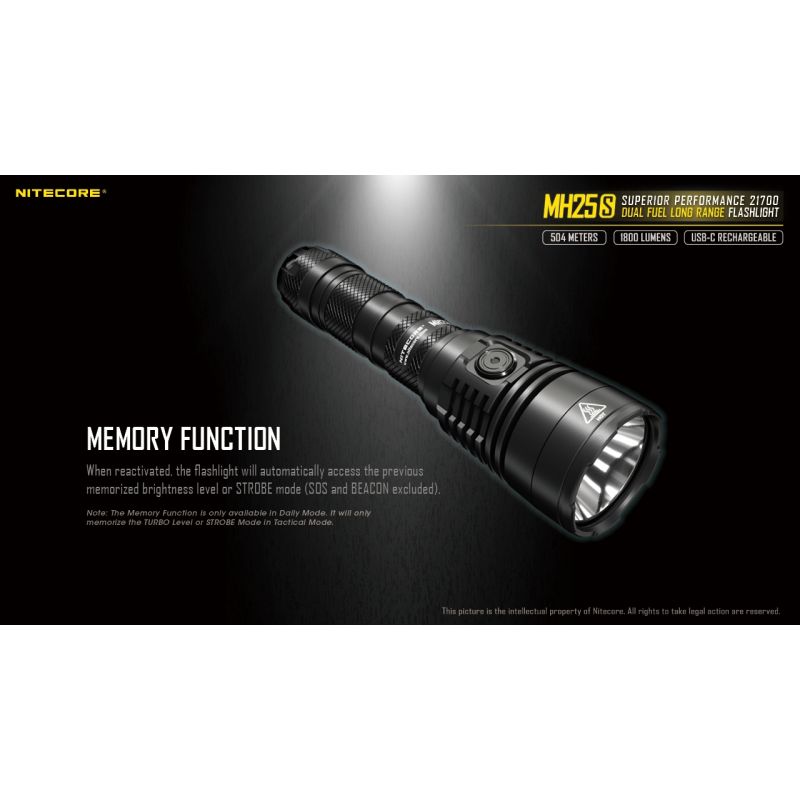 Nitecore MH25S Luminus SST-40 1800 LUMEN USB-C Linterna recargable