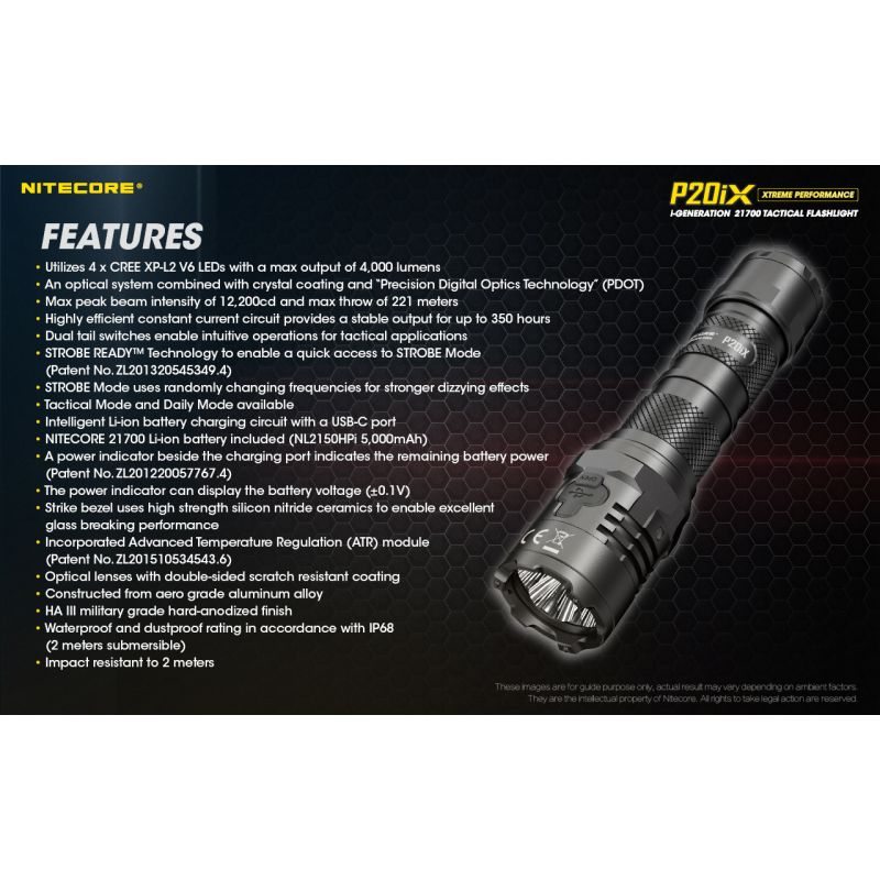 Nitecore P20IX 4 x xp-l2 v6 led 4000 lumens linterna