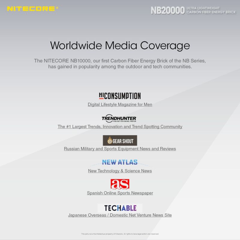 Banco de energía Nitecore NB20000 QC de doble puerto USB / USB-C 20000mAh