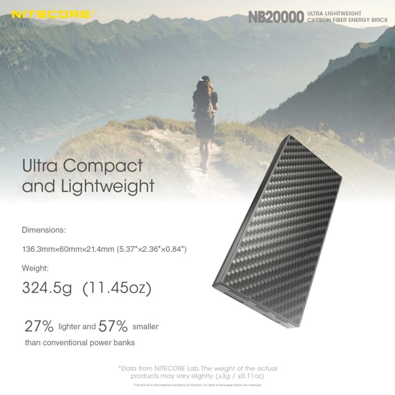 Banco de energía Nitecore NB20000 QC de doble puerto USB / USB-C 20000mAh