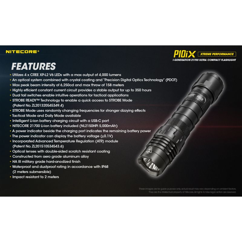 Nitecore P10iX 4 x XP-L2 V6 LED Linterna de 4000 lúmenes