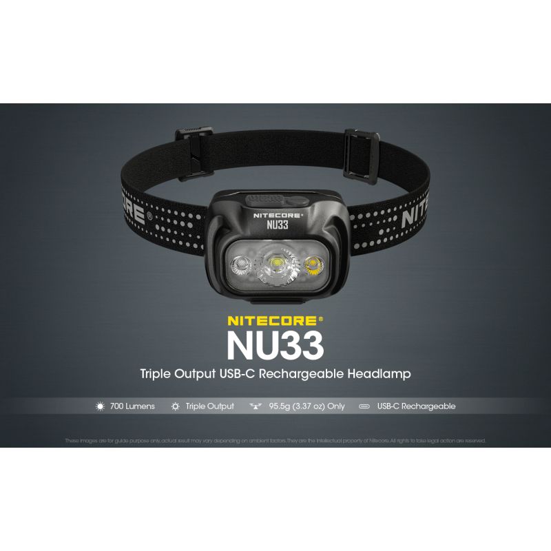 Nitecore NU33 USB-C linterna frontal recargable 700LM alto CRI LED linterna impermeable al aire libre