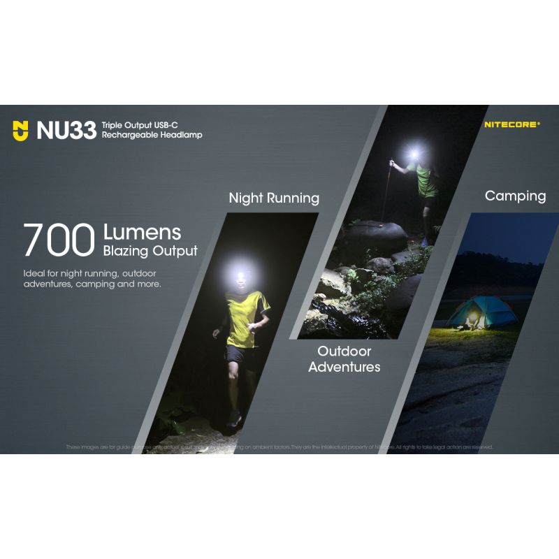 Nitecore NU33 USB-C linterna frontal recargable 700LM alto CRI LED linterna impermeable al aire libre
