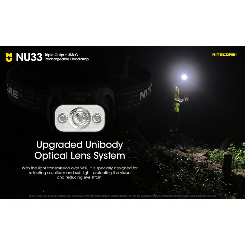 Nitecore NU33 USB-C linterna frontal recargable 700LM alto CRI LED linterna impermeable al aire libre