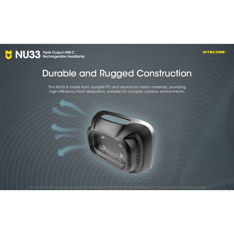 Nitecore NU33 USB-C linterna frontal recargable 700LM alto CRI LED linterna impermeable al aire libre