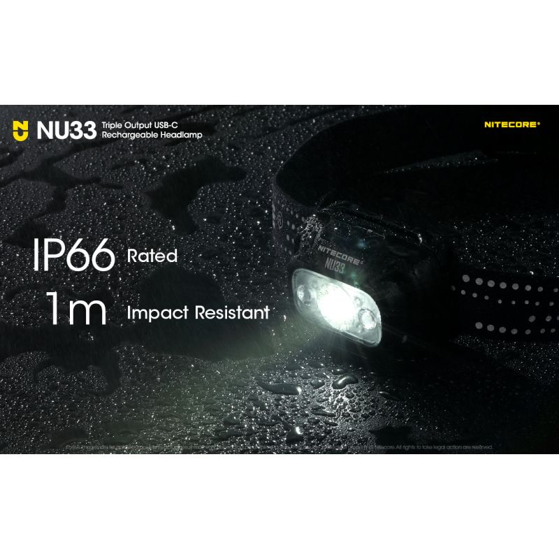 Nitecore NU33 USB-C linterna frontal recargable 700LM alto CRI LED linterna impermeable al aire libre