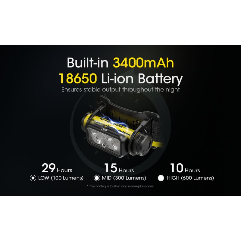 Linterna frontal recargable NITECORE NU43, linterna frontal con luz blanca y roja, linterna con batería de 3400mAh para acampar al aire libre