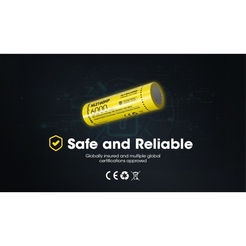 Nitecore NL2150R 5000mAh 3.6V 18WH 21700 Batería recargable de iones de litio USB-C
