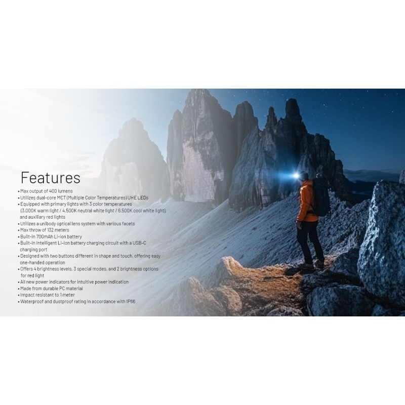 NITECORE NU25 Linterna frontal mejorada de 400 lúmenes USB-C recargable con tres fuentes de luz